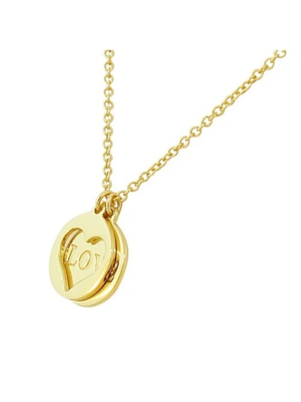 .925 Sterling Silver Yellow Gold Plated Womens Love Heart Pendant Necklace - Picture 3 of 5